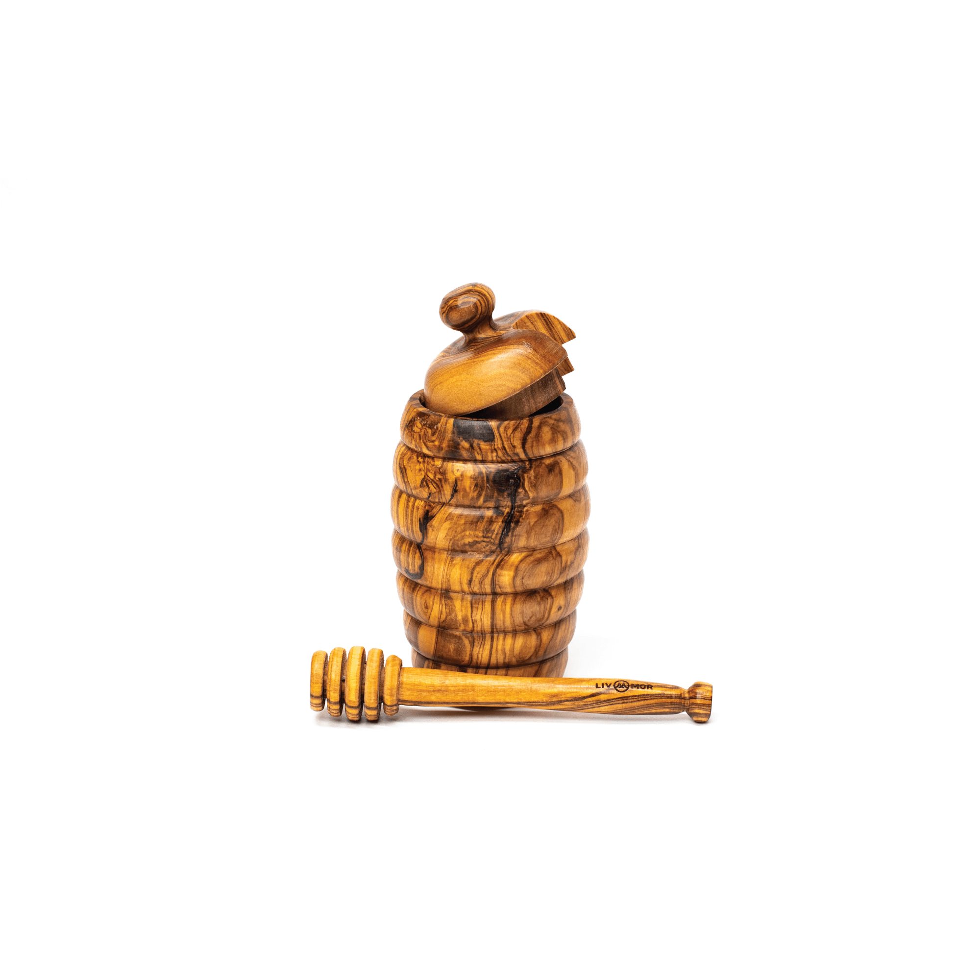 100% Olive Wood Honey Hive & Dipper