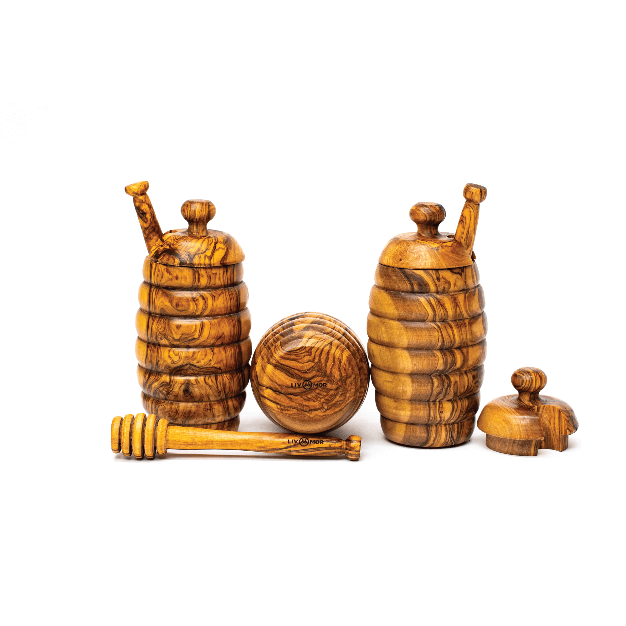 100% Olive Wood Honey Hive & Dipper