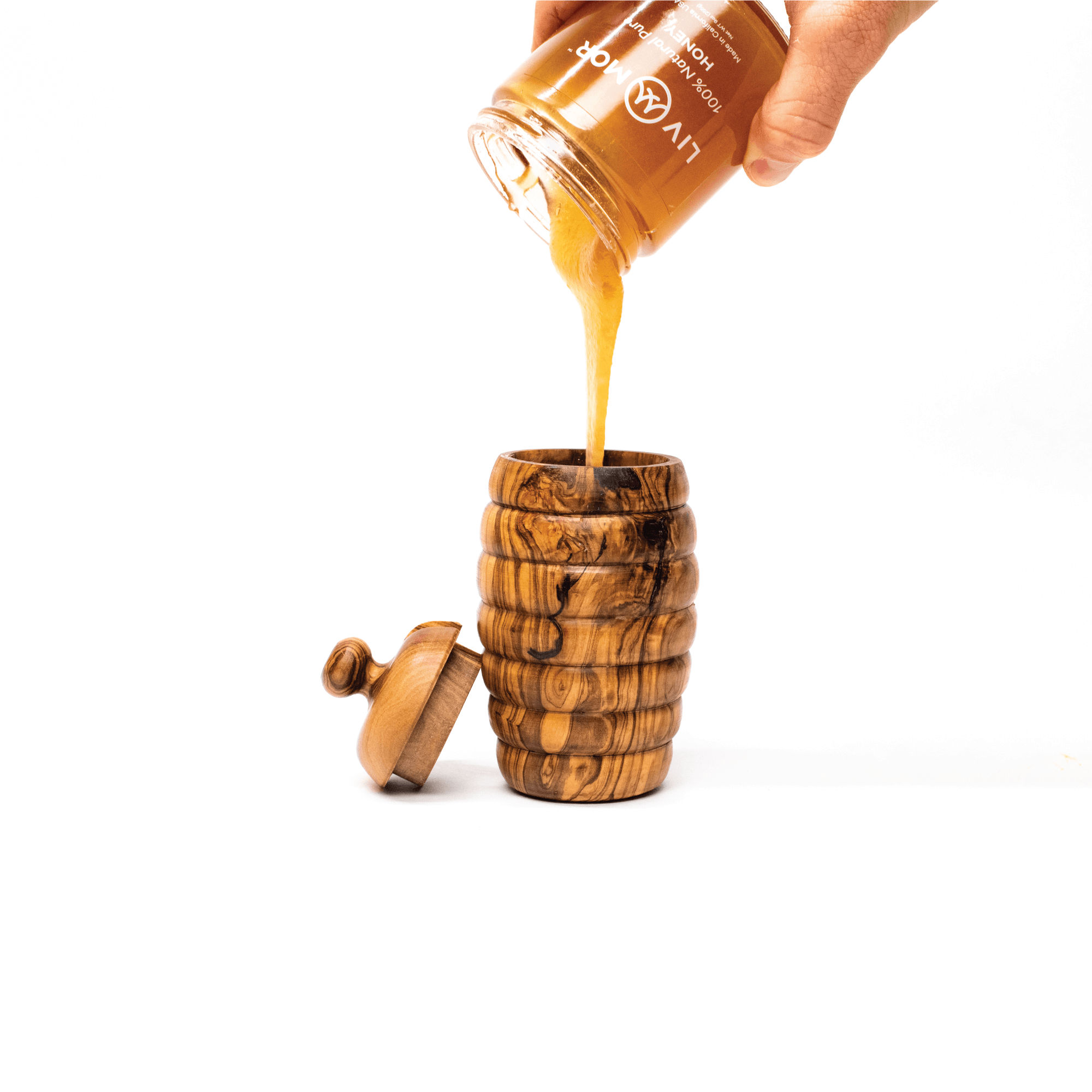 100% Olive Wood Honey Hive & Dipper